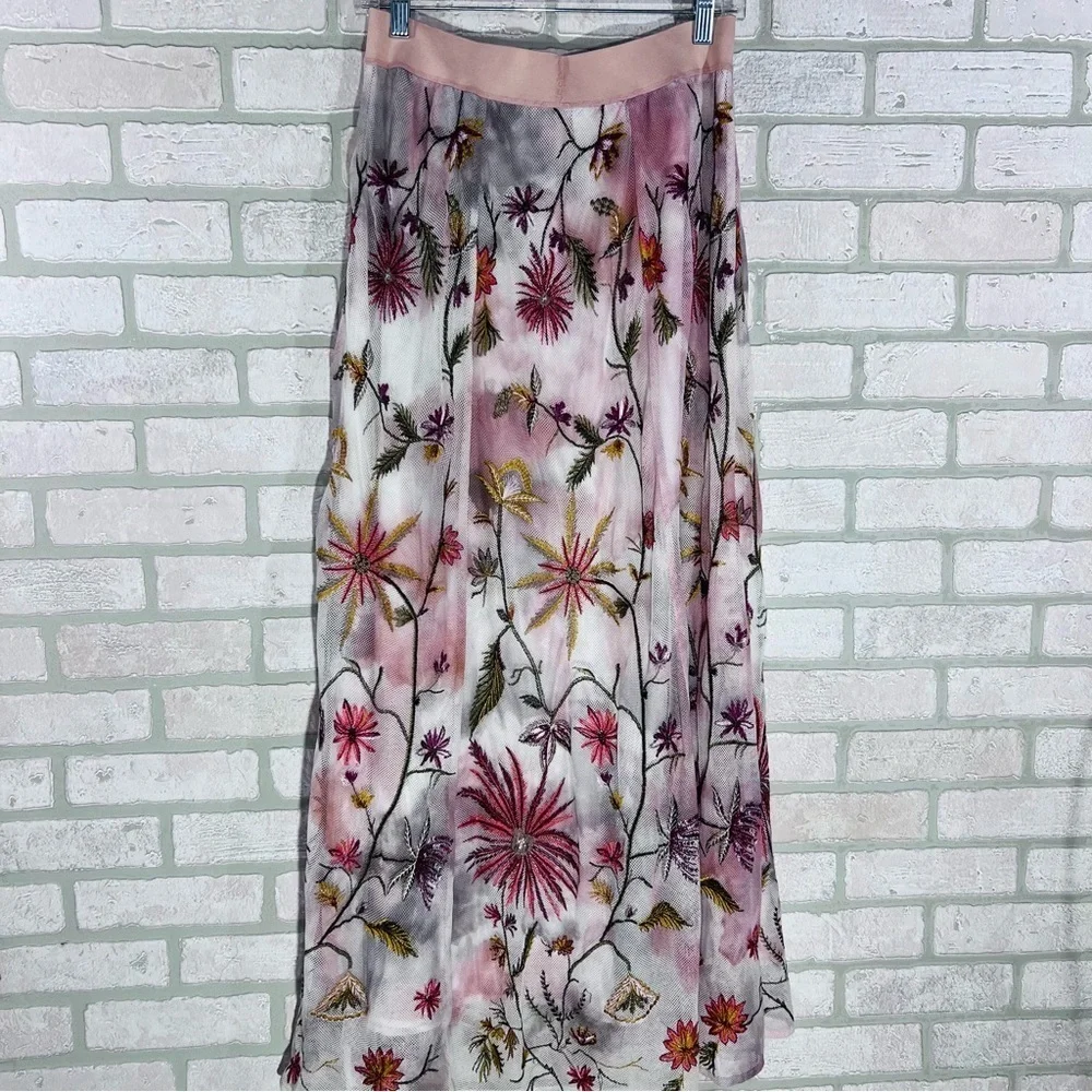Soft Surroundings Splendor Floral Mesh Embroidery Maxi Skirt Size XS - Picture 7 of 10